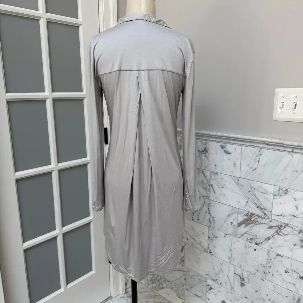 HANRO Grand Central  TENCEL and Silk Sleep Shirt Silver Small